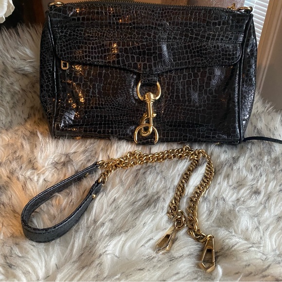 Rebecca Minkoff MAC Black Crocodile-Embossed Leather Bag - Picture 8 of 12